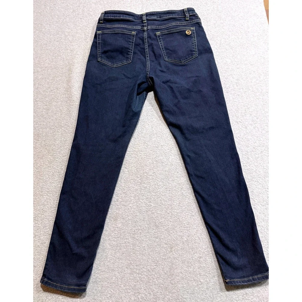 Michael Kors Izzy Skinny Jeans Womens Dark Blue Stretch Denim Size 12 33x28.5